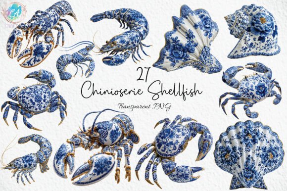 Download Chinioserie Shellfish Clipart PNG - Shell Collection