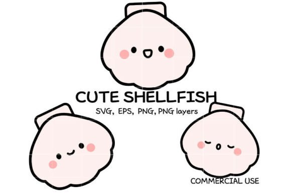 Download Cute Shellfish SVG Bundle | Kawaii Seash - Shell Collection