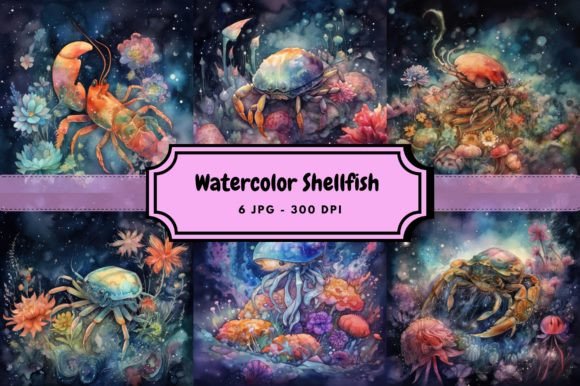 Download Watercolor Mysterious Shellfish Bundle - Shell Collection