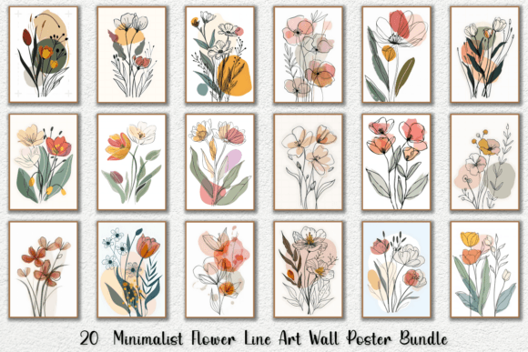 Download Minimalist Flower Line Art Wall Posters - Minimal Collection