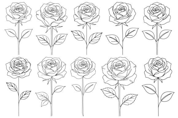 Download Simple Linework Rose Stem Tattoo Bundle - Simple Collection
