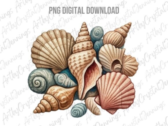 Download Ocean Seashell Watercolor Clipart PNG - Shell Collection