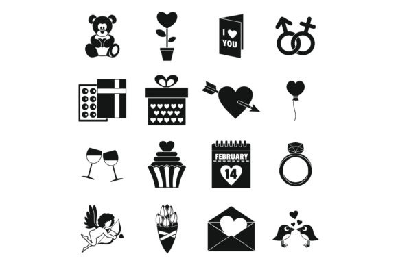 Download Saint Valentine Icons Set, Simple Style - Simple Collection