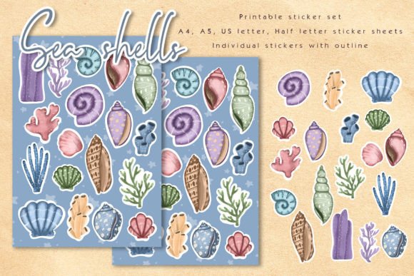 Download Sea Shell Printable Sticker Sheet - Shell Collection