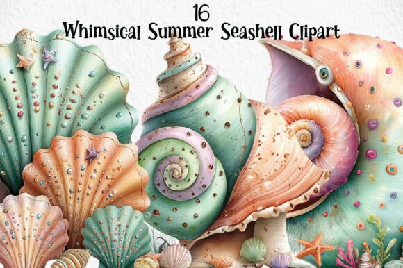 Download Whimsical Summer Seashell Clipart - Shell Collection