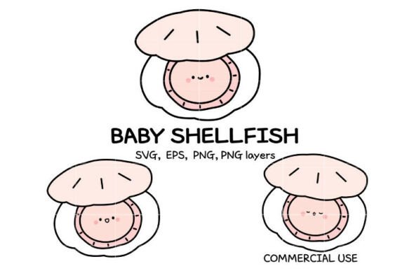 Download Kawaii Baby Shellfish SVG Bundle | Cute - Shell Collection