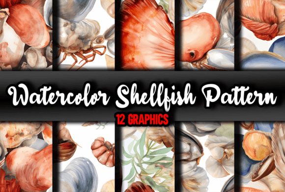 Download Watercolor Shellfish Pattern - Shell Collection
