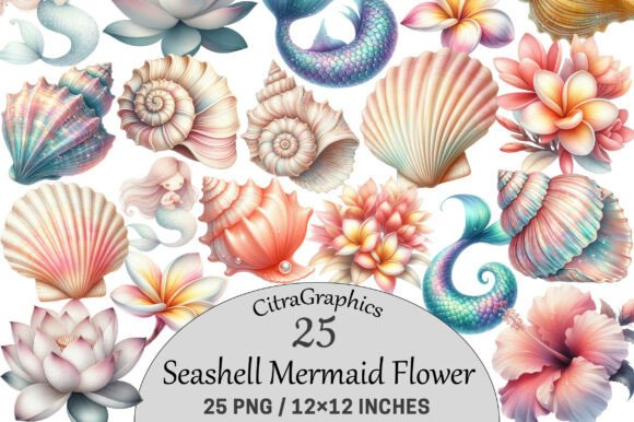 Download Seashell Mermaid Flower Clipart. - Shell Collection