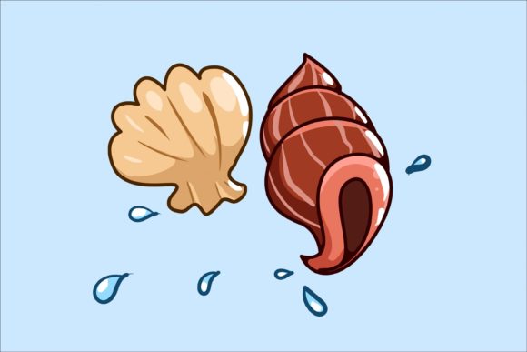 Download Cute Conch and Shellfish Cartoon - Shell Collection