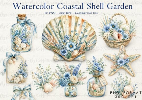 Download Coastal Shell Story Clipart Bundle - Shell Collection